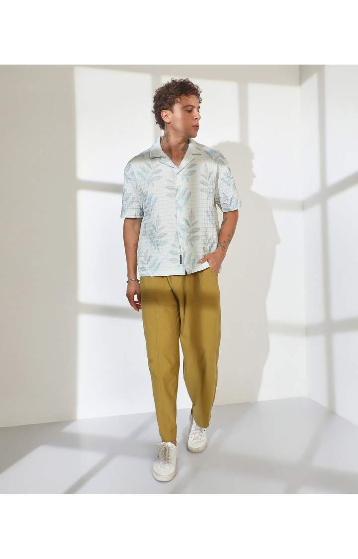 Men's White Printed Oversized Shirts
