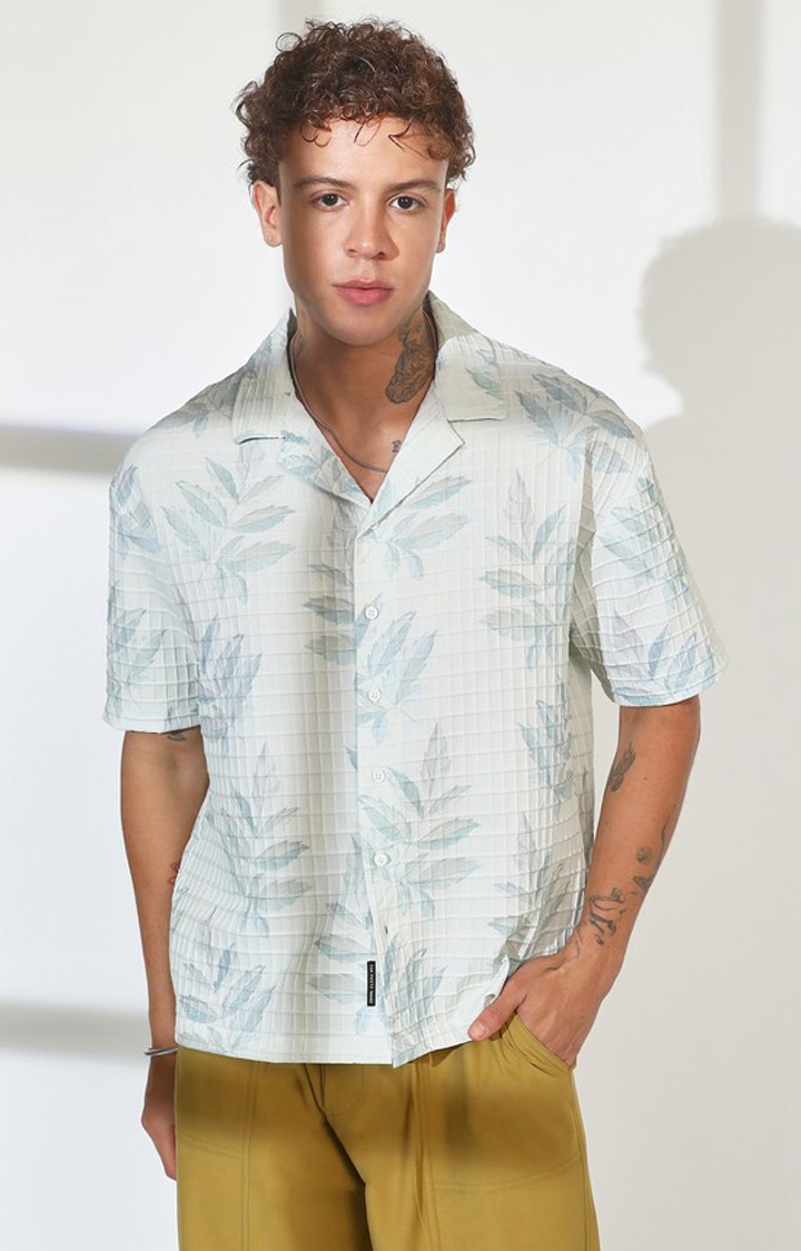 Men's White Printed Oversized Shirts