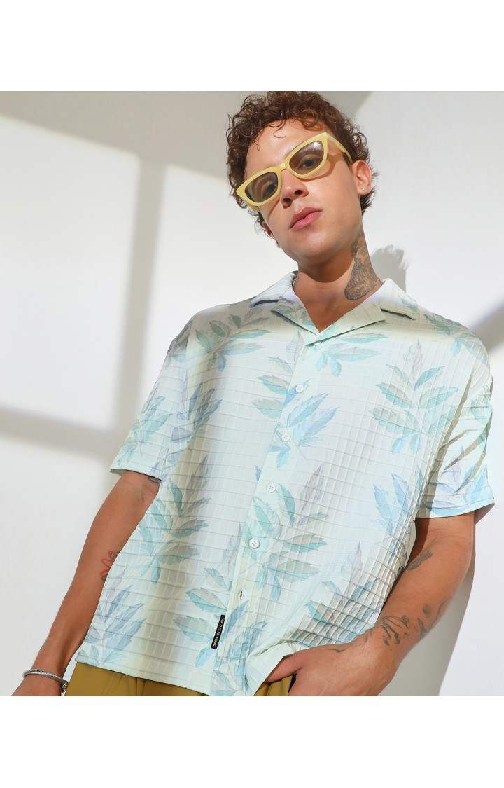 Men's White Printed Oversized Shirts