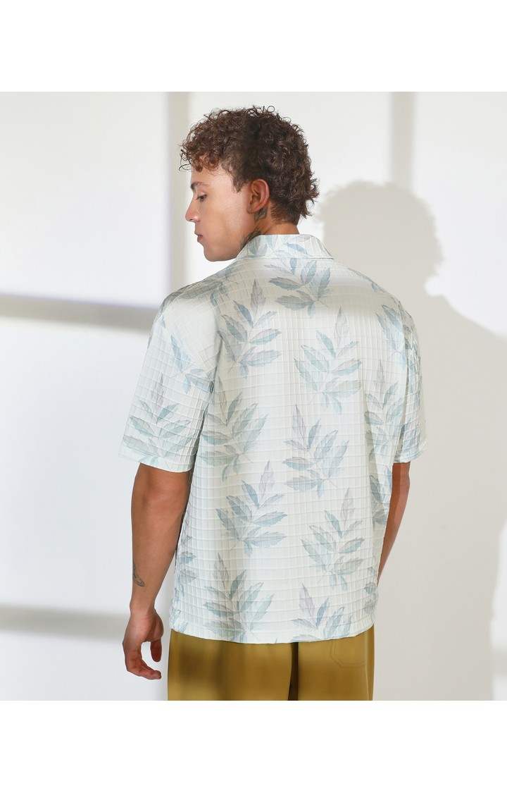 Men's White Printed Oversized Shirts