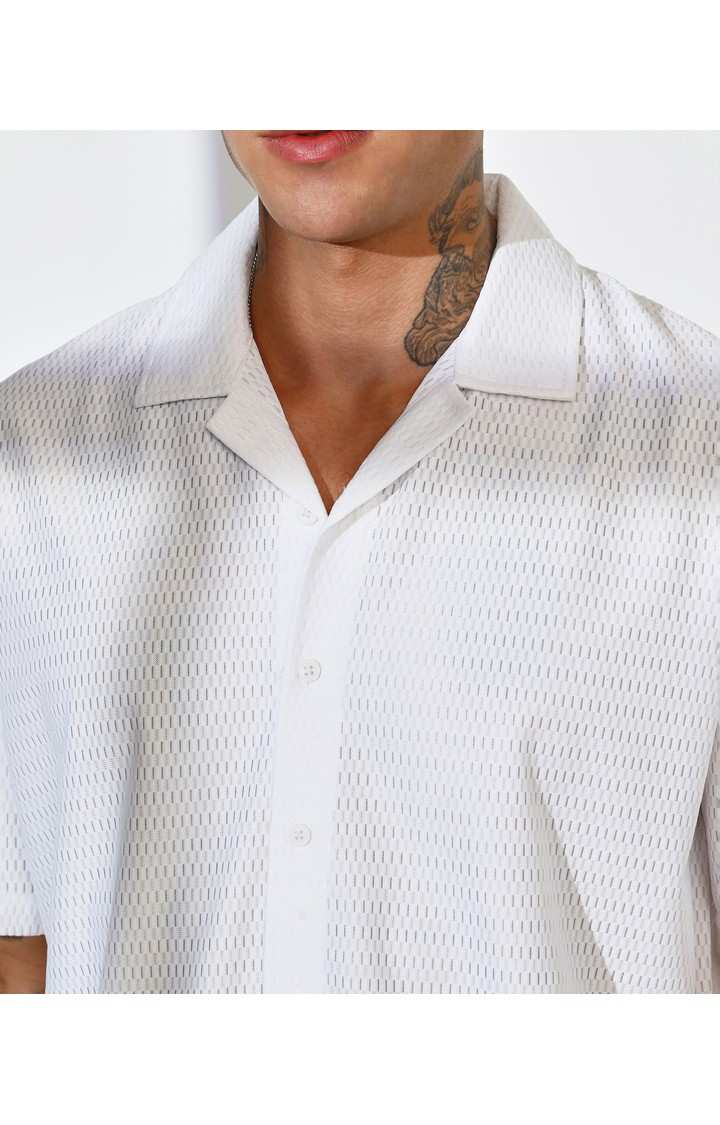 Men's White Solid Oversized Shirts