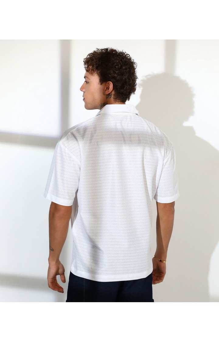 Men's White Solid Oversized Shirts