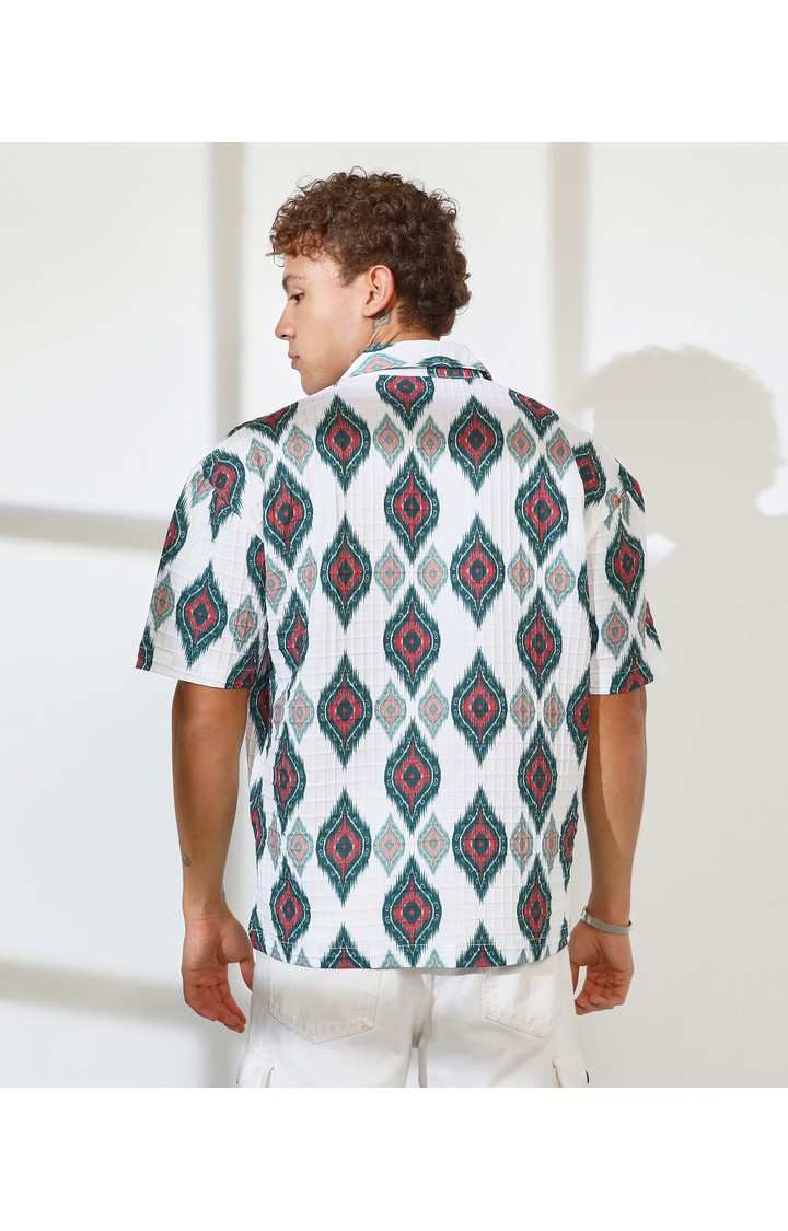 Men's White Printed Oversized Shirts
