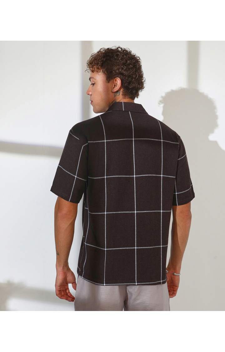 Men's Brown Checked Oversized Shirts