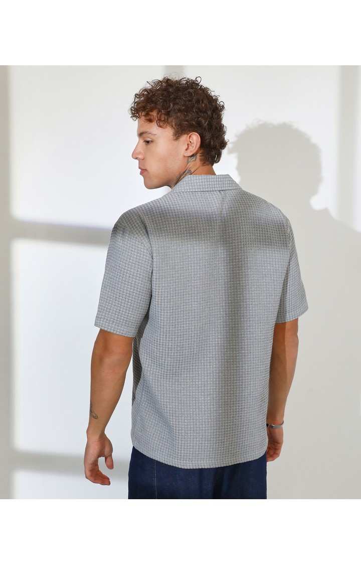Men's Grey Solid Oversized Shirts