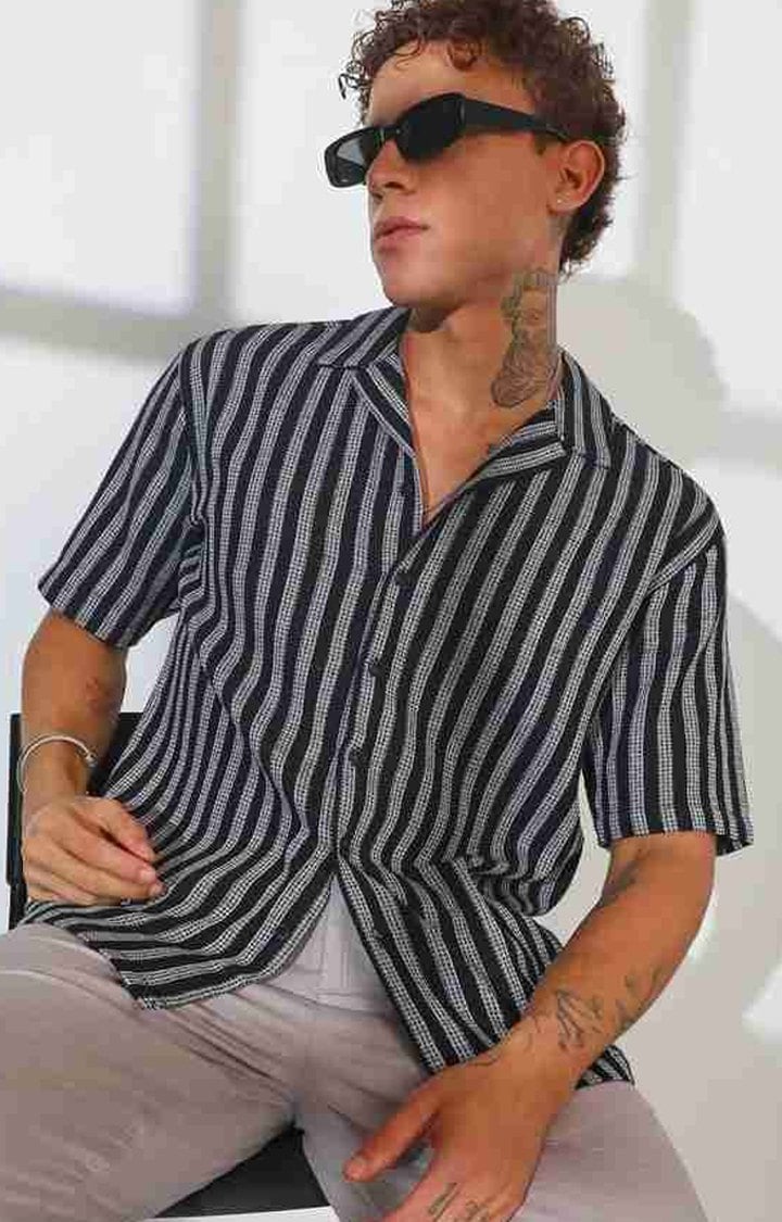 Men's Multicolor Striped Oversized Shirts