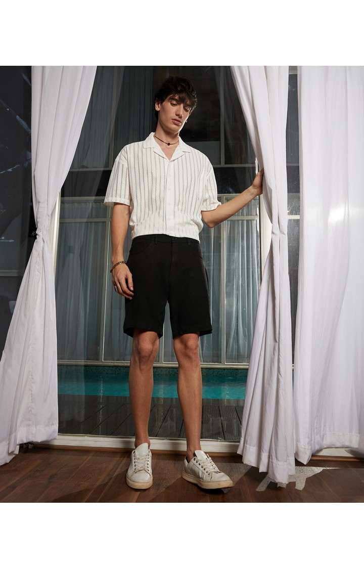 Men's Charcaoal Black Solid Polyester Shorts