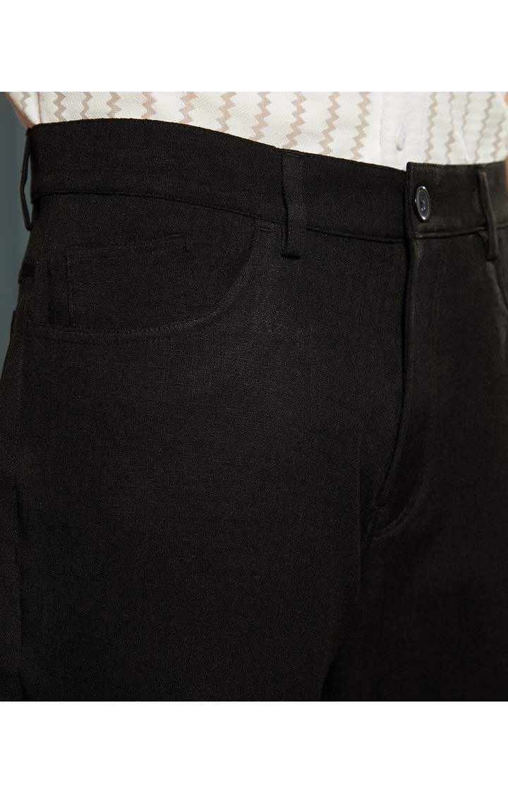 Men's Charcaoal Black Solid Polyester Shorts