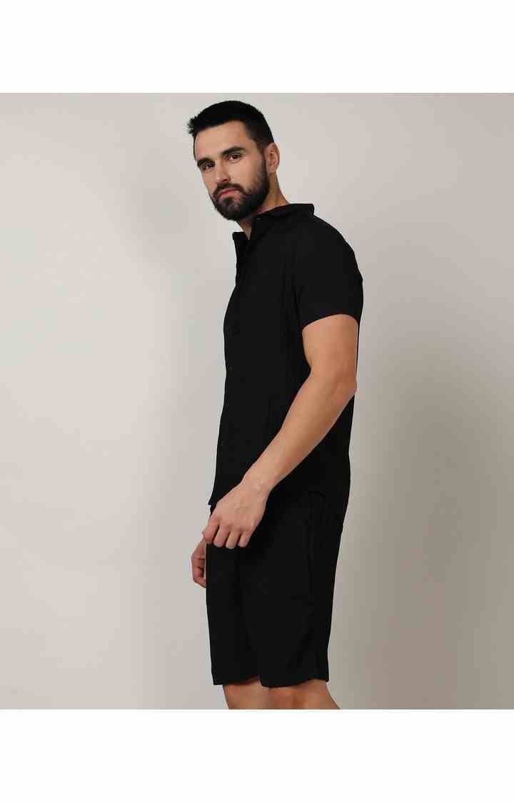 Men's Black Solid Co-ords