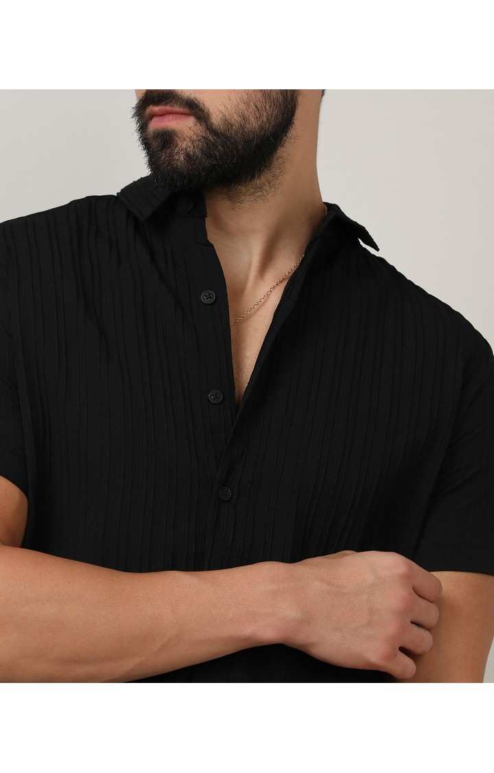 Men's Black Solid Co-ords