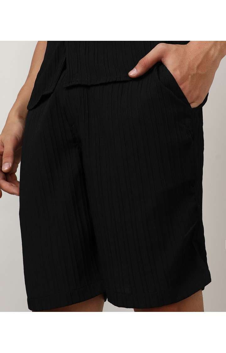 Men's Black Solid Co-ords