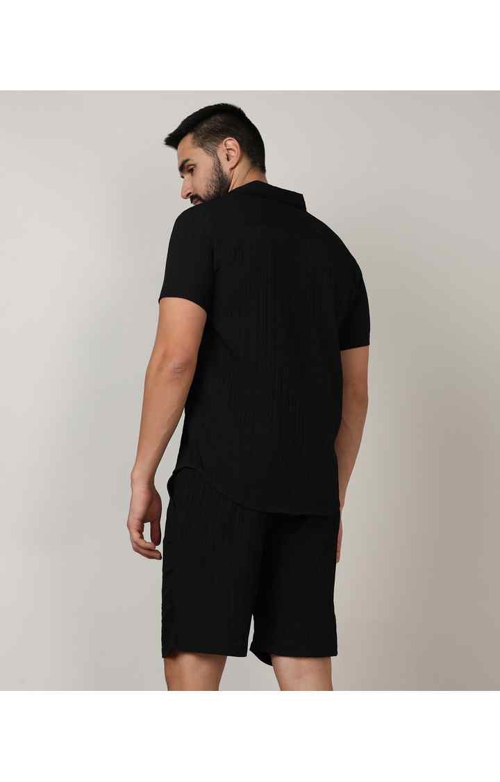 Men's Black Solid Co-ords