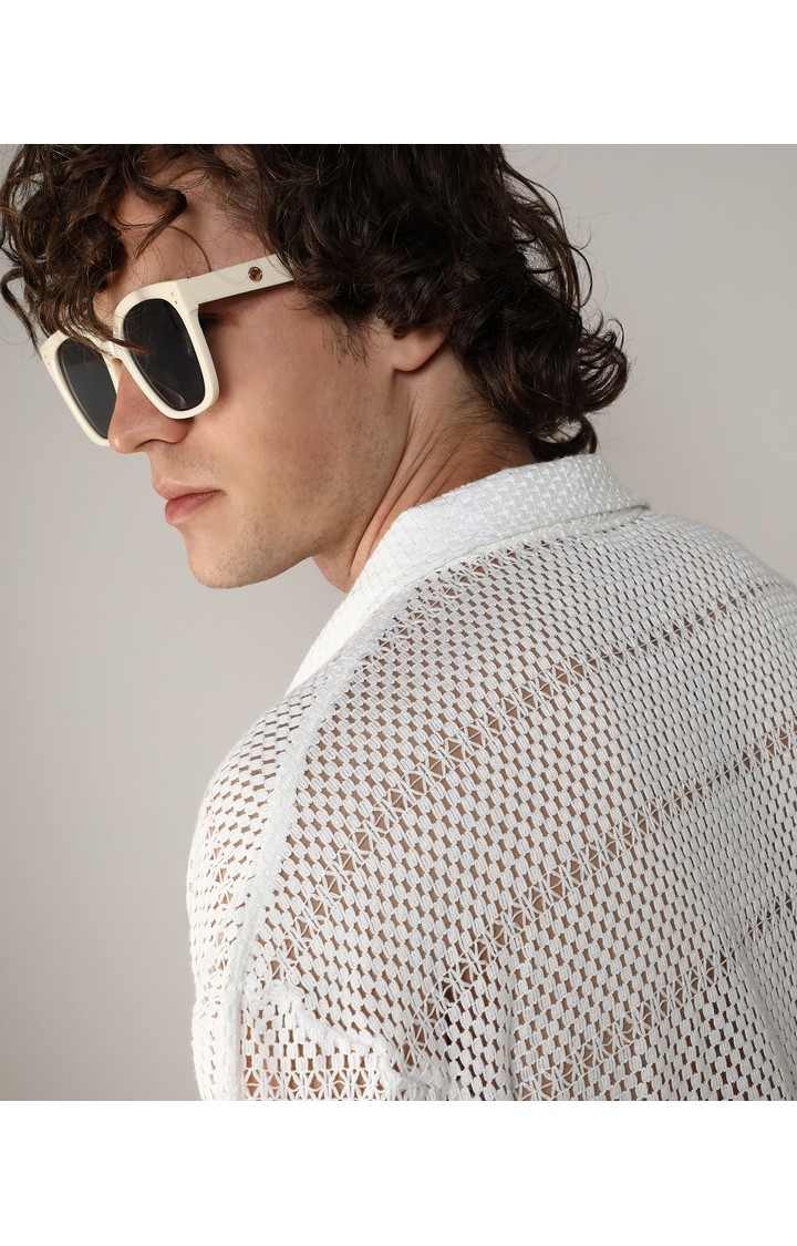Men's White Solid Co-ords