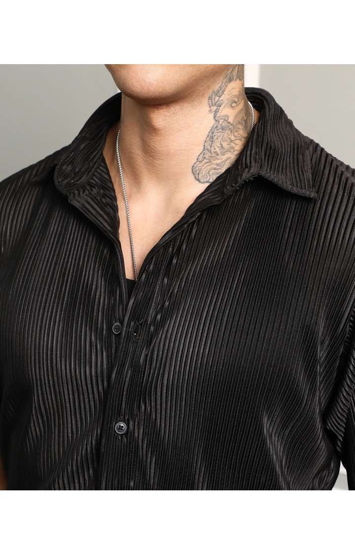Men's Black Solid Co-ords