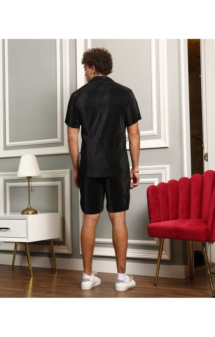 Men's Black Solid Co-ords