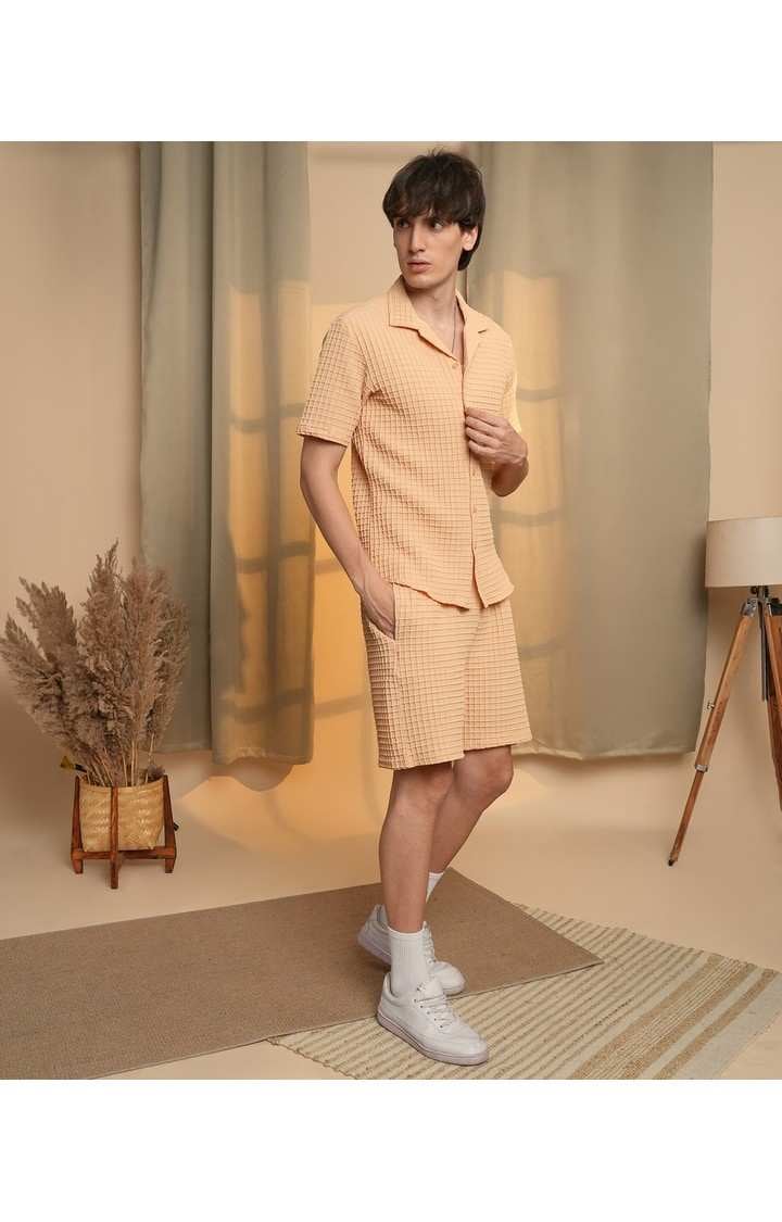 Men's Beige Solid Co-ords