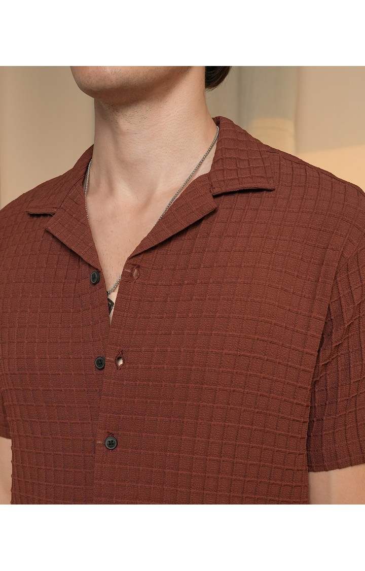 Men's Brown Solid Co-ords