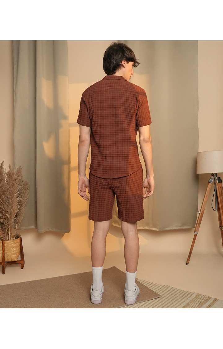 Men's Brown Solid Co-ords