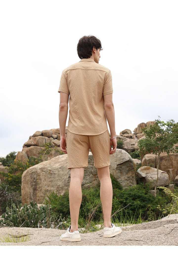 Men's Beige Solid Co-ords
