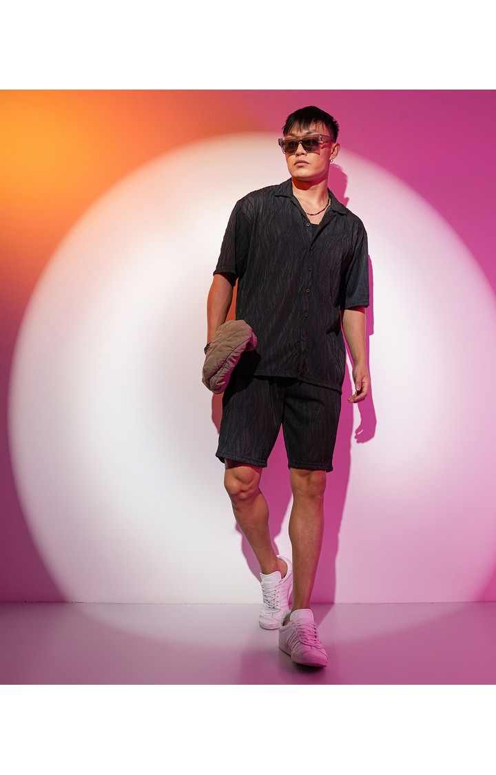 Men's Black Solid Co-ords
