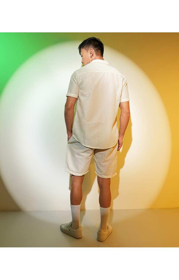 Men's White Solid Co-ords