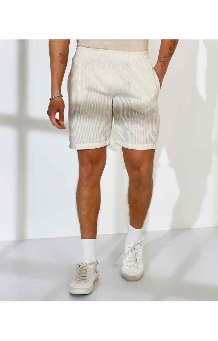 Men's White Solid Co-ords