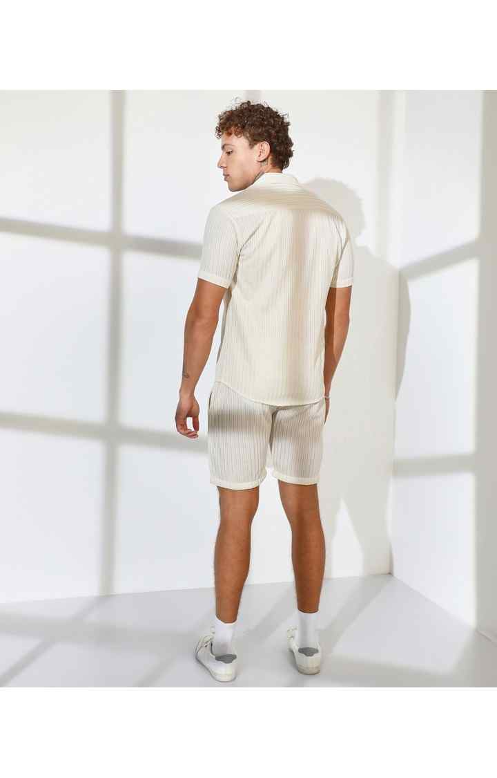 Men's White Solid Co-ords