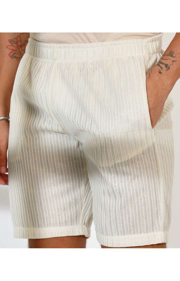 Men's White Solid Co-ords