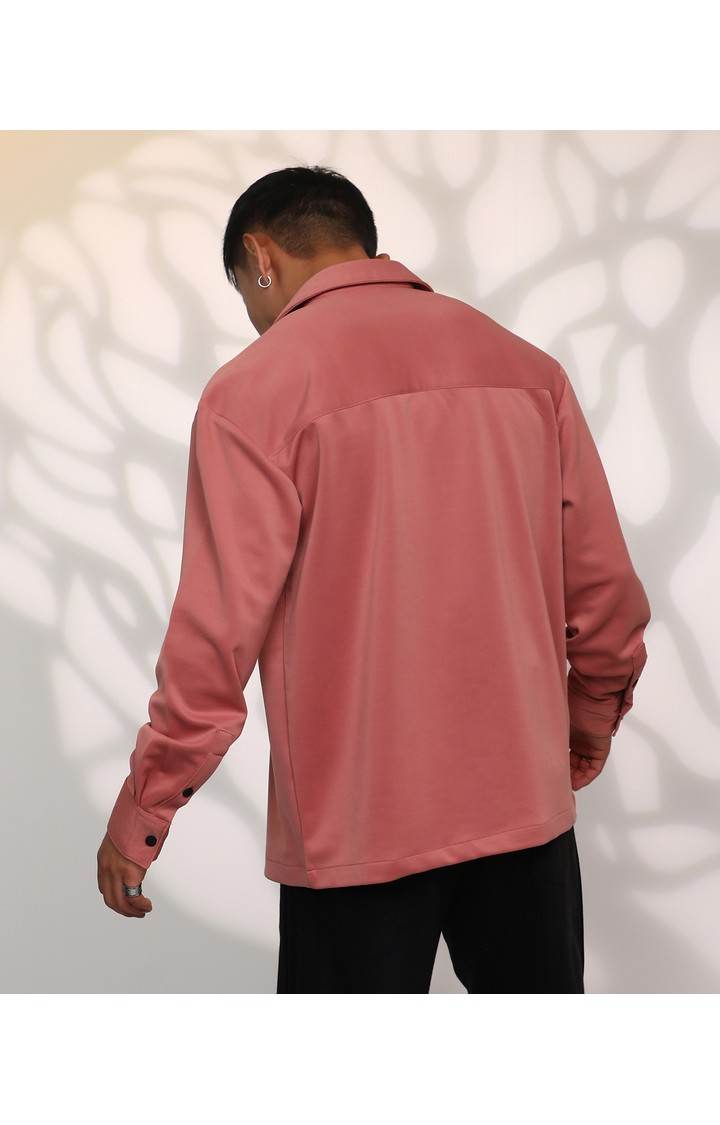 Men's Pink Solid Oversized Shirts