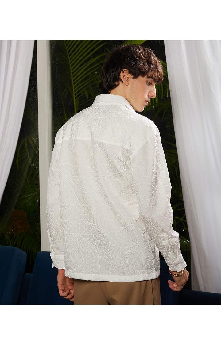 Men's White Solid Oversized Shirts