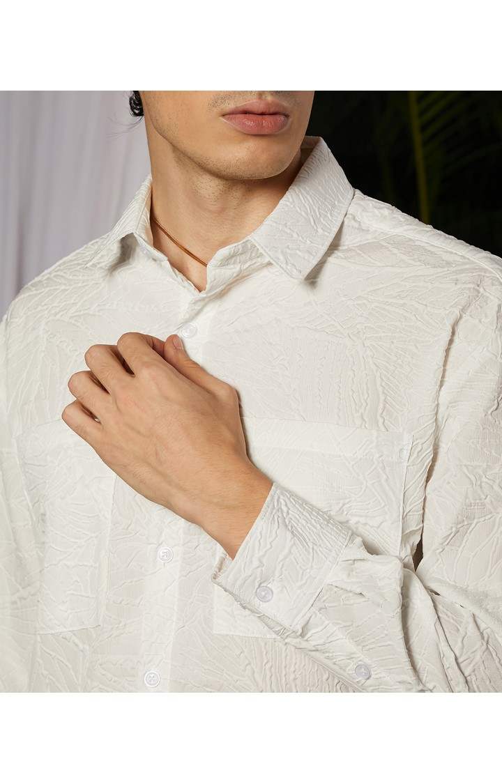 Men's White Solid Oversized Shirts