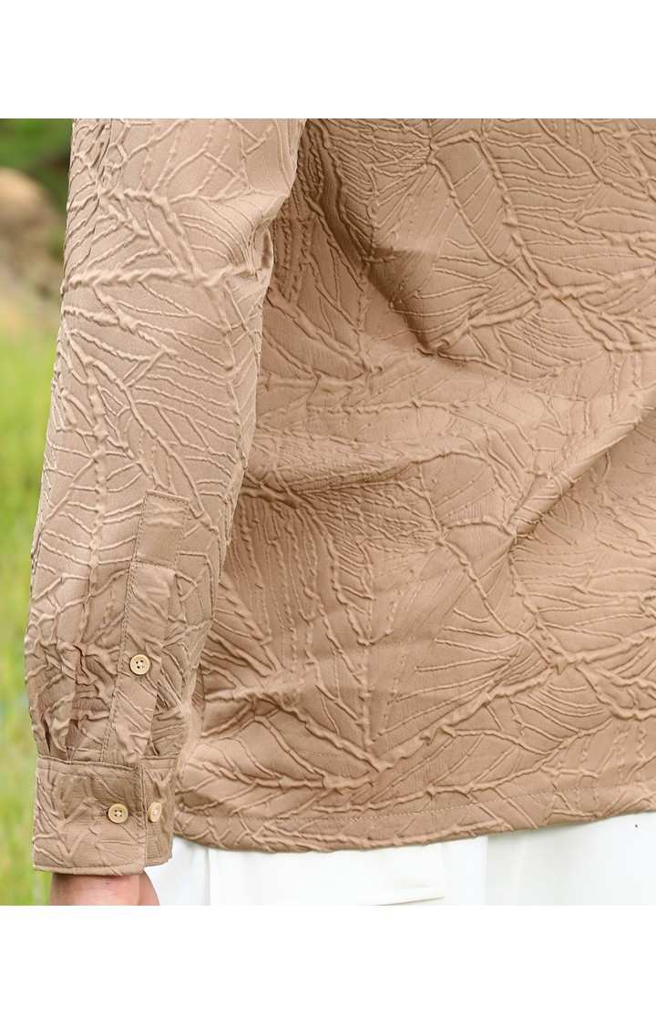 Men's Beige Solid Oversized Shirts
