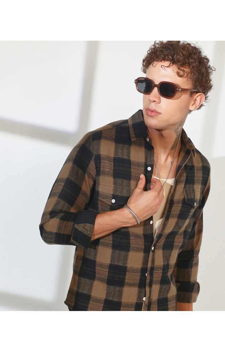 Men's Multicolor Checked Oversized Shirts