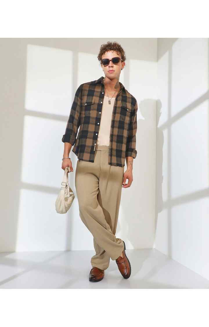 Men's Multicolor Checked Oversized Shirts