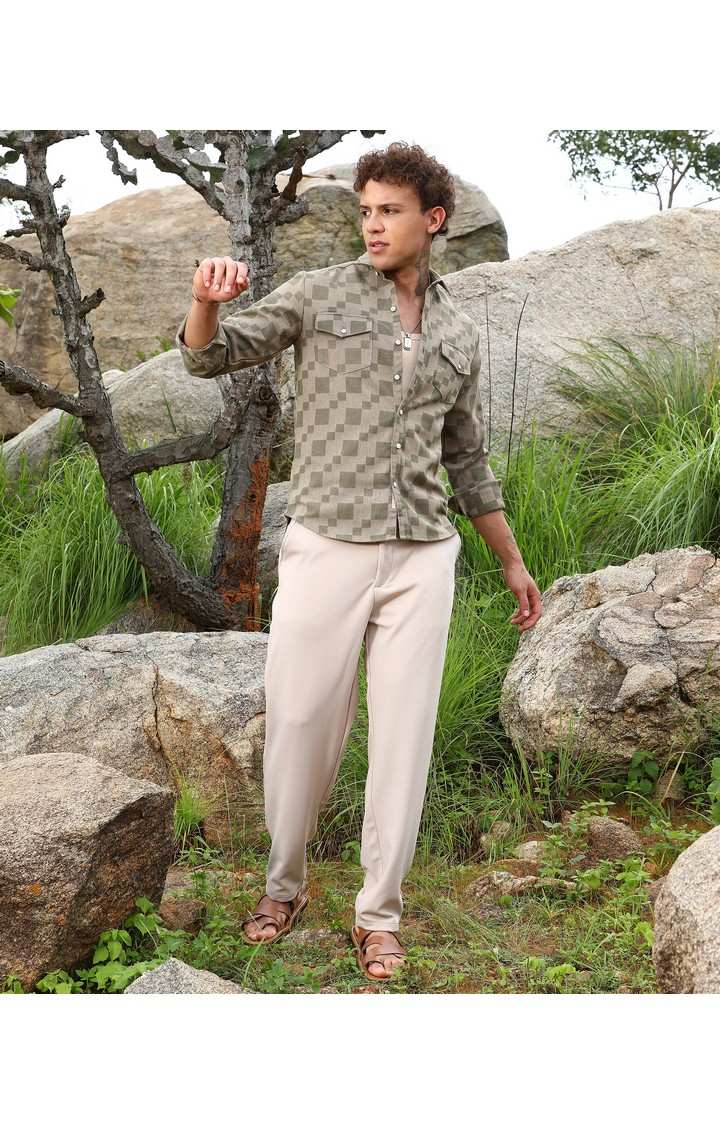 Men's Green Printed Casual Shirts