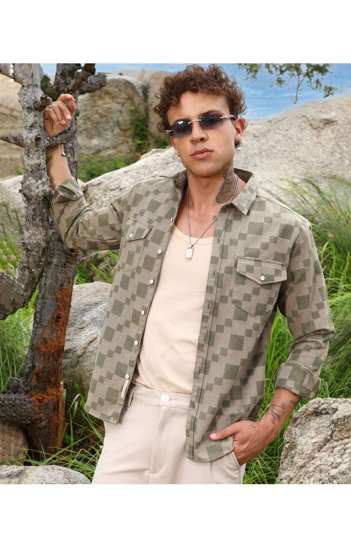 Men's Green Printed Casual Shirts