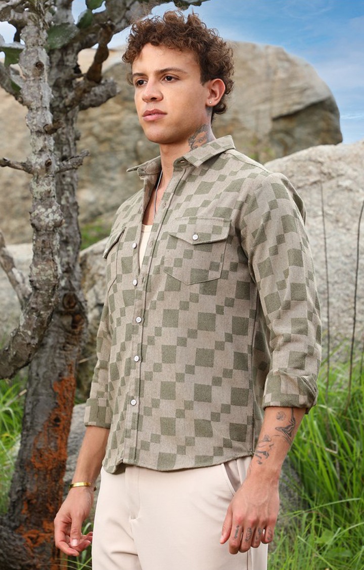 Men's Green Printed Casual Shirts