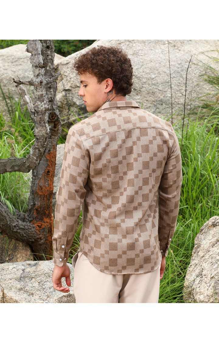 Men's Brown Printed Casual Shirts