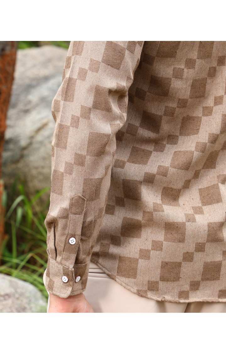 Men's Brown Printed Casual Shirts