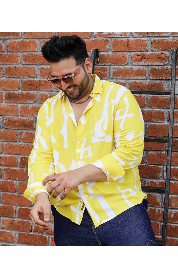 Men's Yellow Graphics Casual Shirts