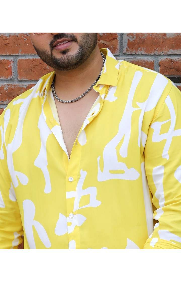 Men's Yellow Graphics Casual Shirts