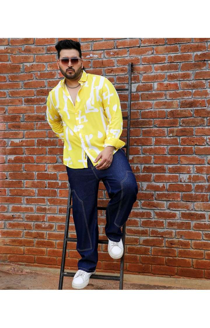 Men's Yellow Graphics Casual Shirts