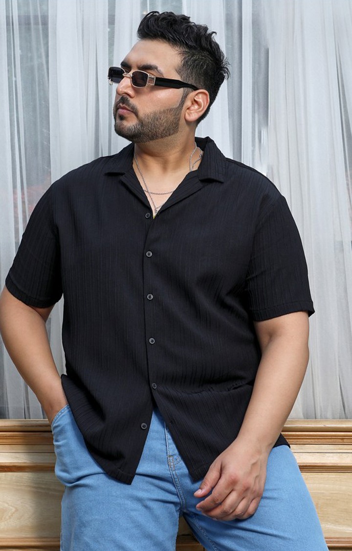 Men's Black Solid Casual Shirts