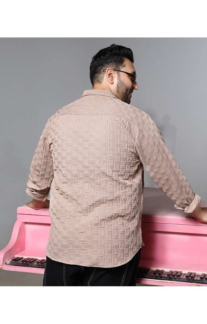 Men's Beige Solid Casual Shirts