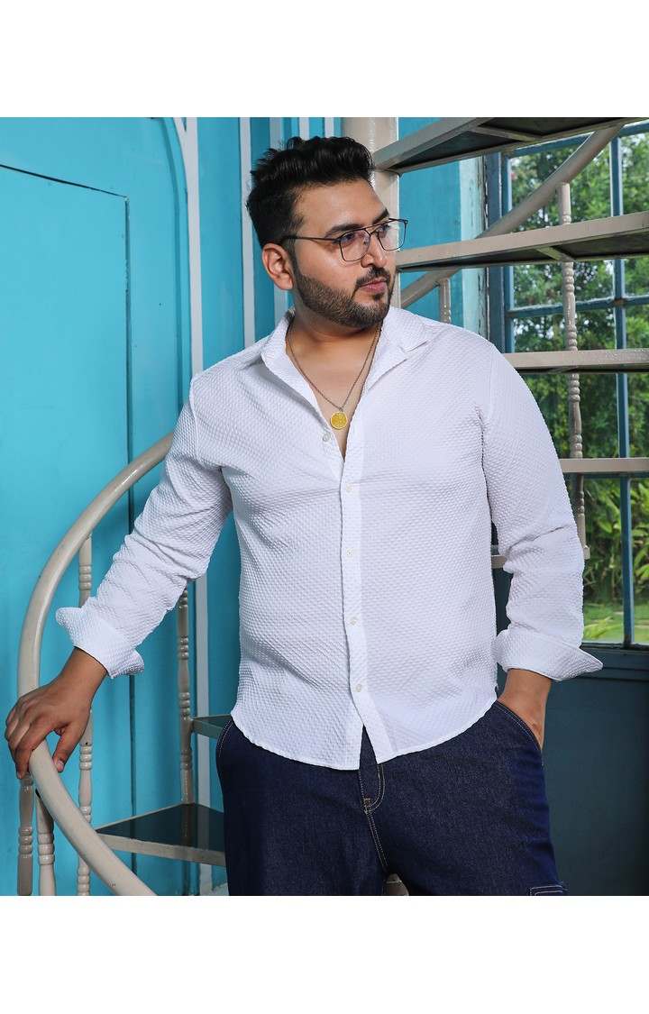 Men's White Solid Casual Shirts