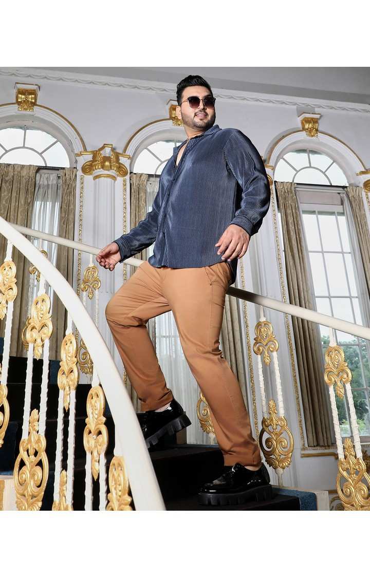 Men's Blue Solid Casual Shirts