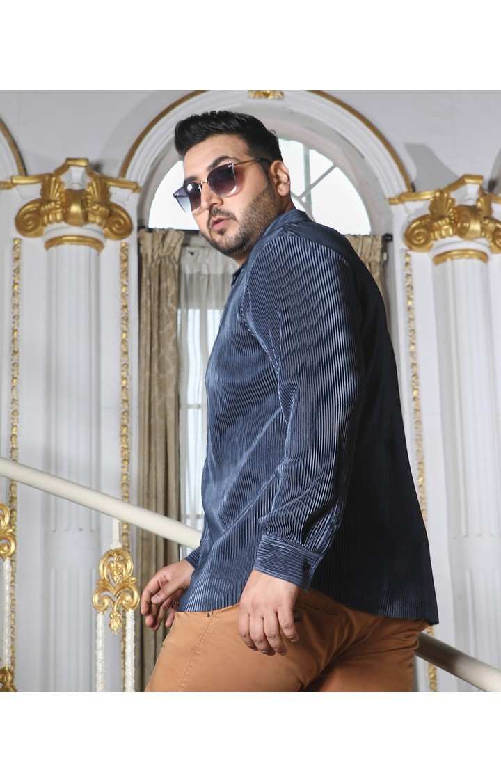 Men's Blue Solid Casual Shirts