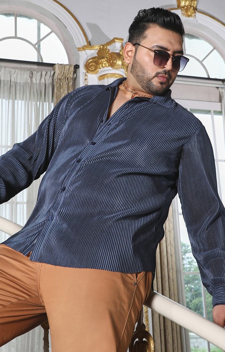 Men's Blue Solid Casual Shirts