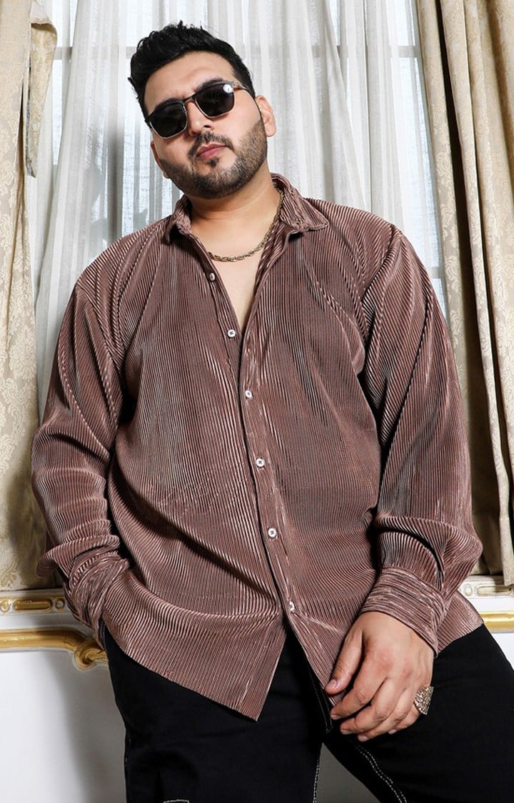 Men's Brown Solid Casual Shirts