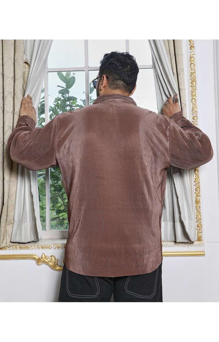 Men's Brown Solid Casual Shirts